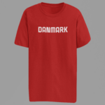 Rød Danmark landshold t-shirt med hvidt DANMARK tryk