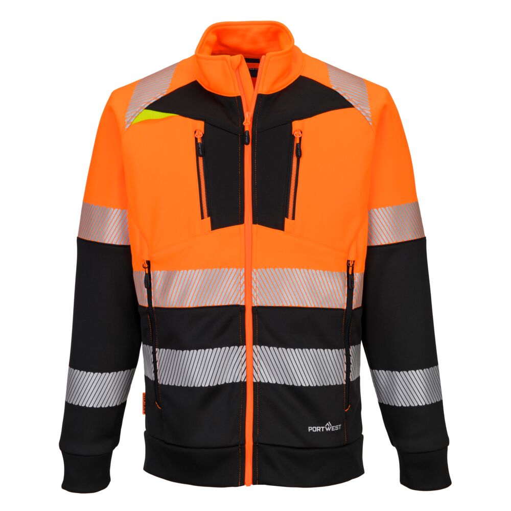 DX4 hi-vis kl. I sweatshirt med tragtformet hals og lynlås