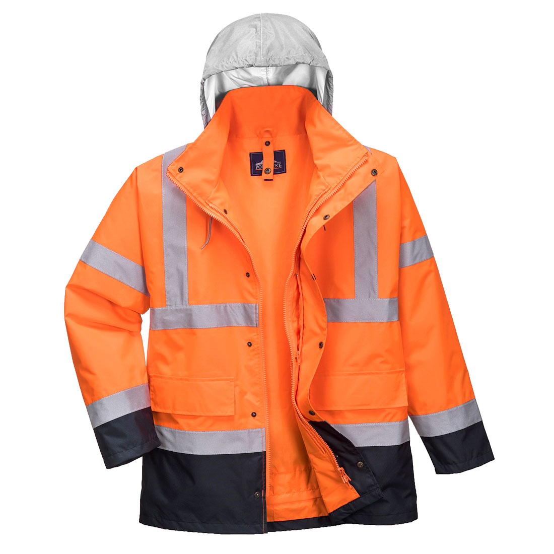 Hi-vis 4 i 1 kontrastfarvet trafikjakke