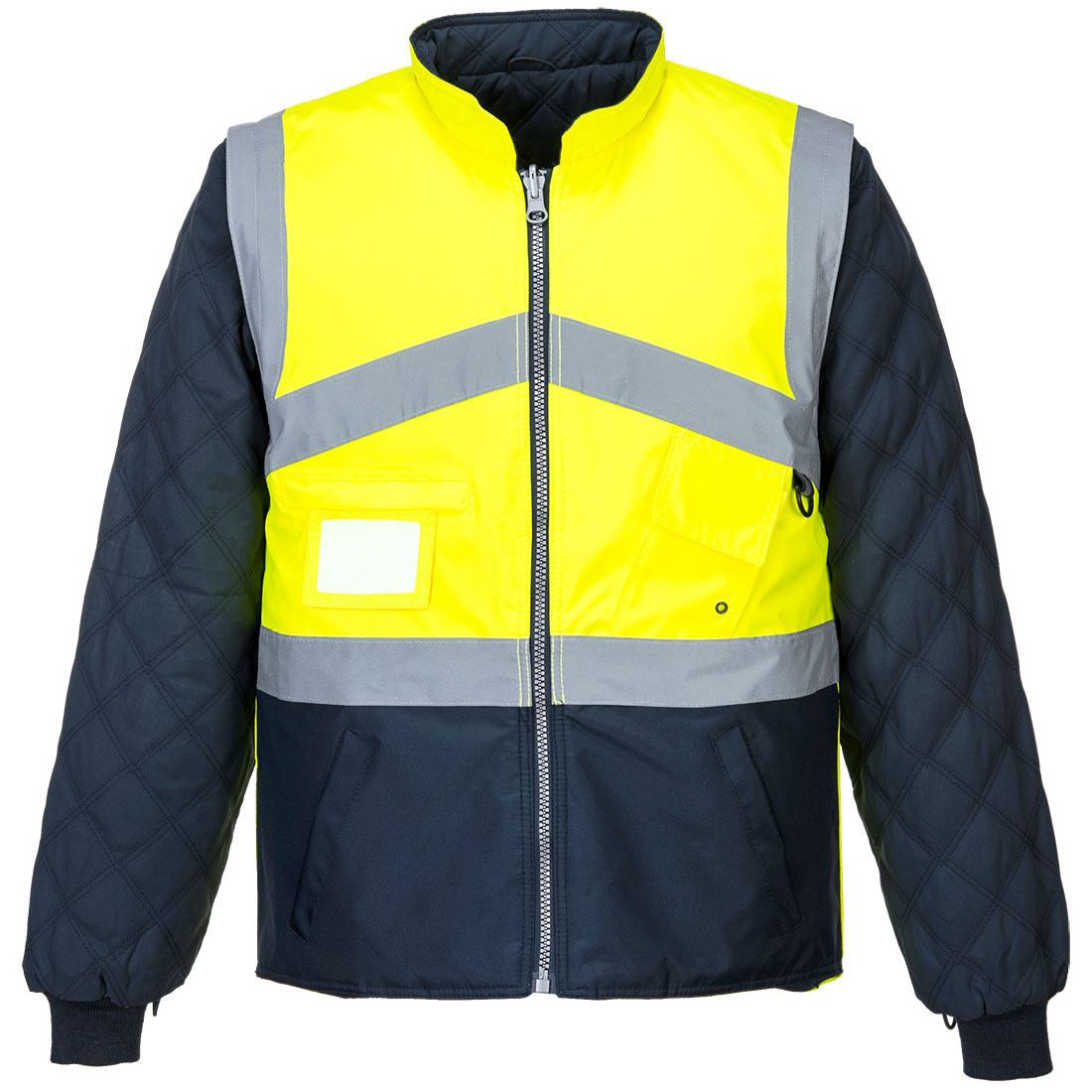 Hi-Vis åndbar 2-i-1 vendbar jakke i kontrast