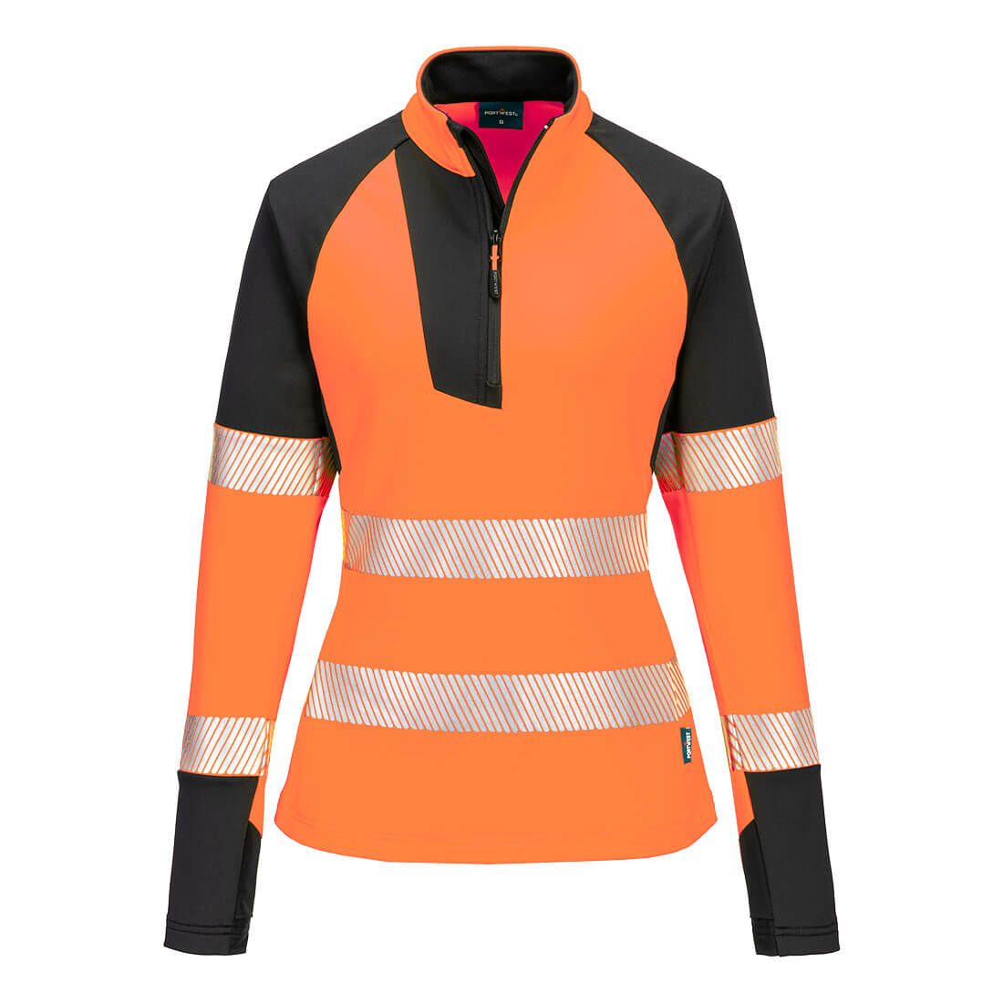 PW3 hi-vis kvinde sweatshirt med kort lynlås
